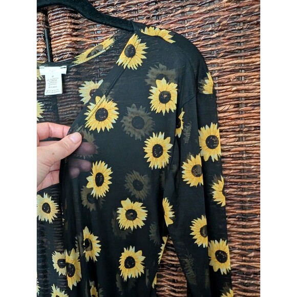 NYC Y2K Mesh Sunflower Open Front Duster Womens Medium Festival Country Cowgirl - Picture 3 of 7